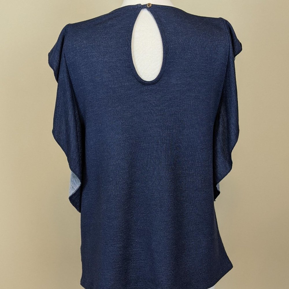 Coin 1804 Ruffle Navy Top Large size - Picture 4 of 9